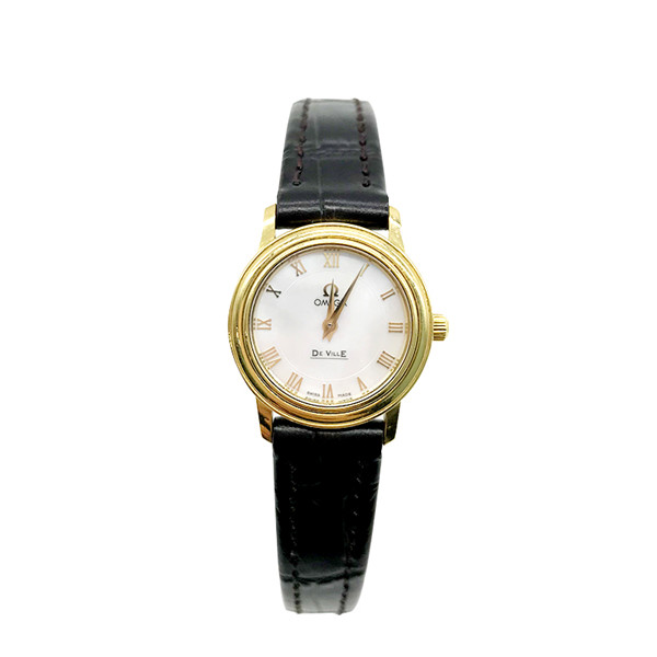 omega/欧米茄 蝶飞18k贝母手表 皮带女表22mm表盘(9新)