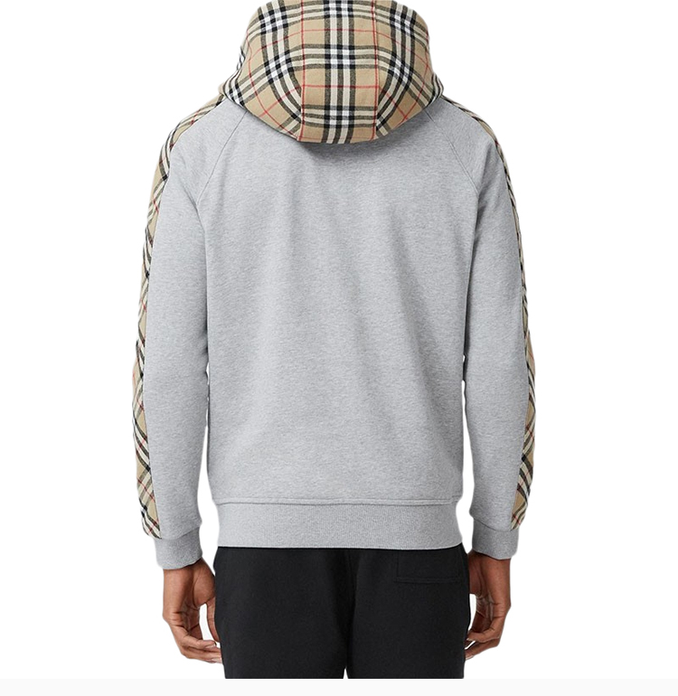 burberry/博柏利 男装 服装 经典格纹拼接连帽拉链男卫衣 8013494