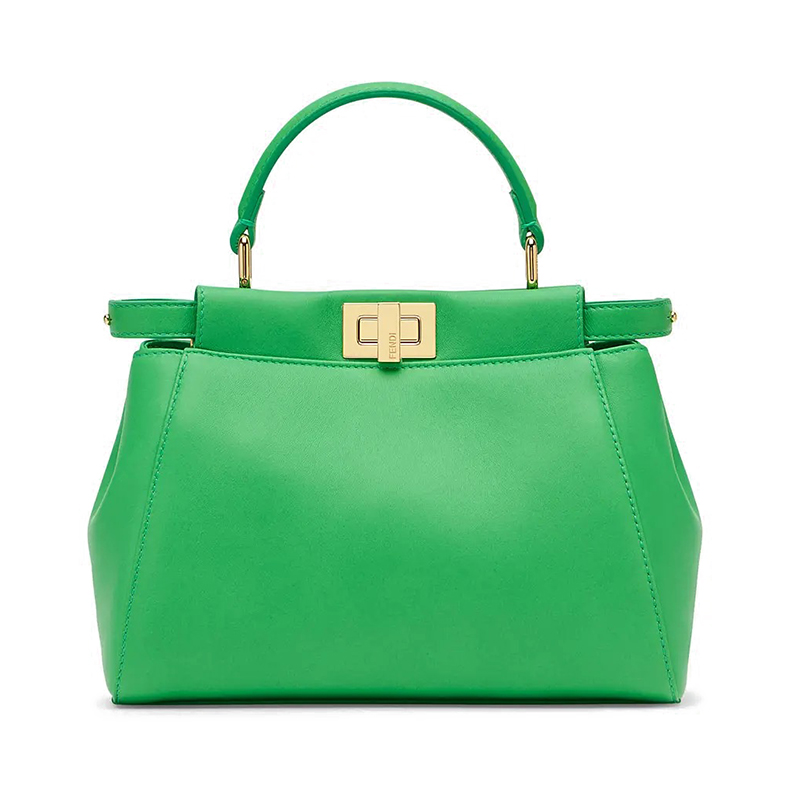 【包税】fendi/芬迪 2020春夏新款 peekaboo系列 翠绿色小牛皮购物袋