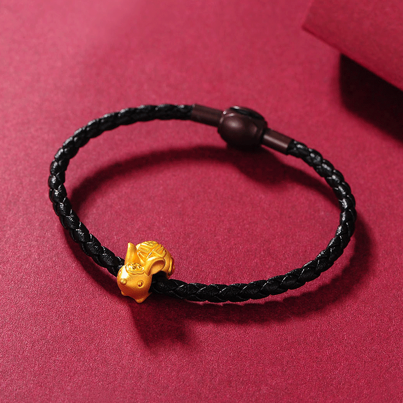 中银金行/中银金行珠宝首饰黄金手链足金3d硬金生肖如意福鼠手串本命