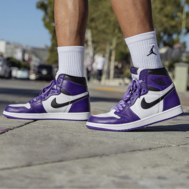 nike/耐克 air jordan 1 aj1 court purple 男款 白紫脚趾 高帮 运动
