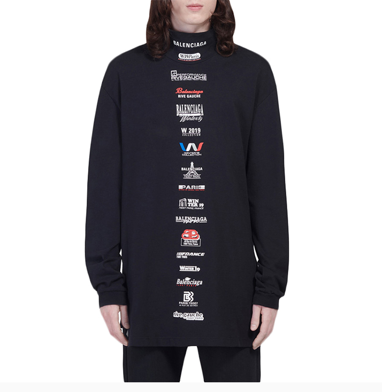 balenciaga/巴黎世家 男装 服装 黑色棉质字母印花立领时尚潮流百搭