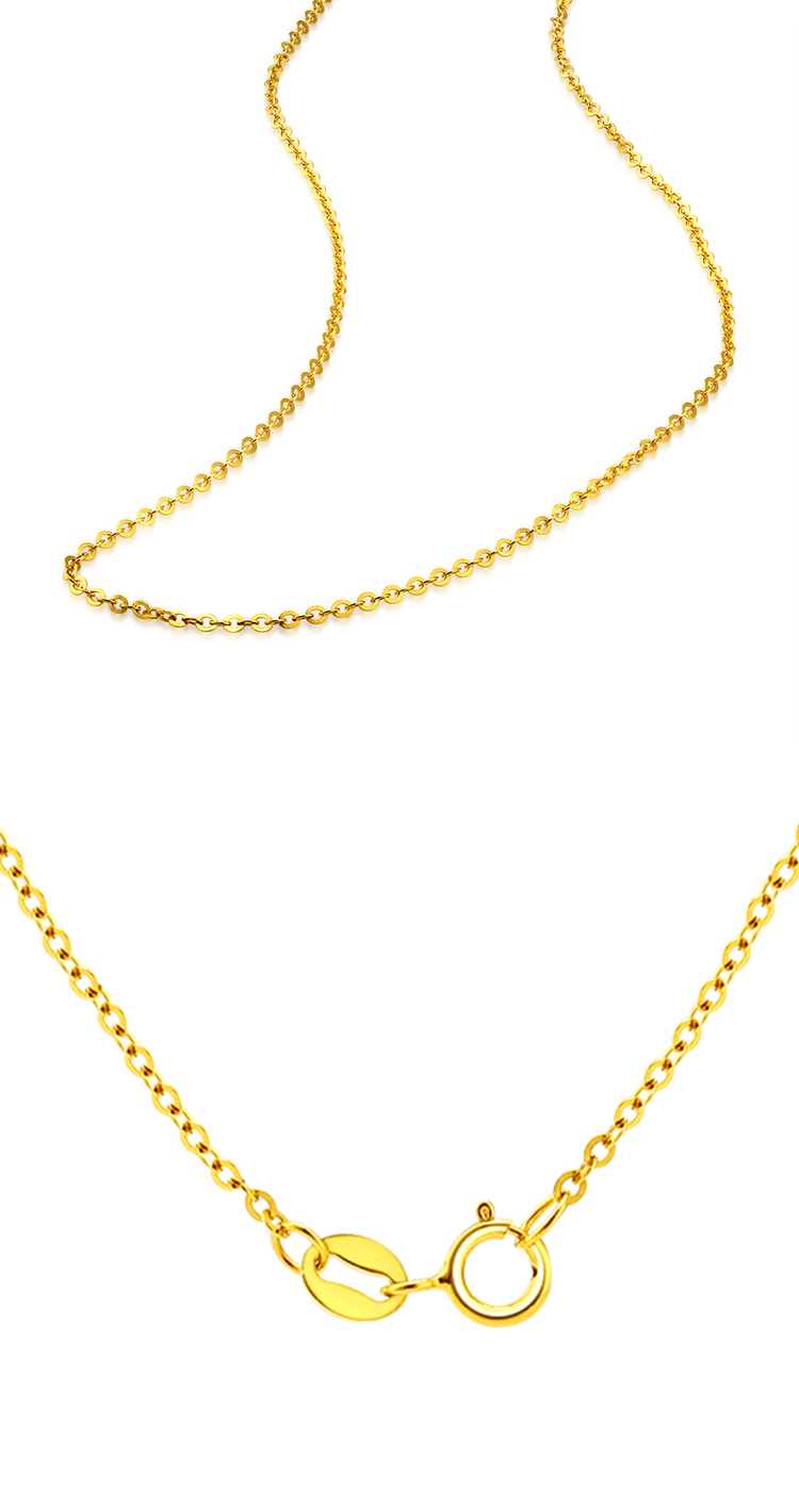 laomiaojewelry/老庙黄金k黄o字项链 k金素链 百搭时尚项链女士女友