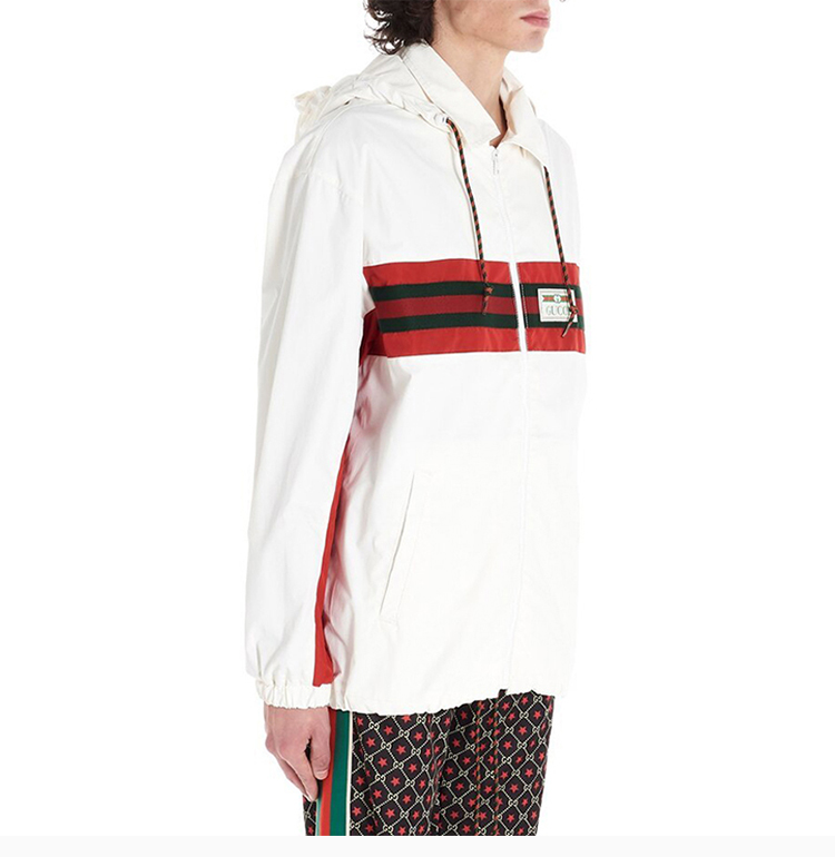 gucci/古驰 男装 服装 尼龙抽绳翻领条纹外套 男士夹克