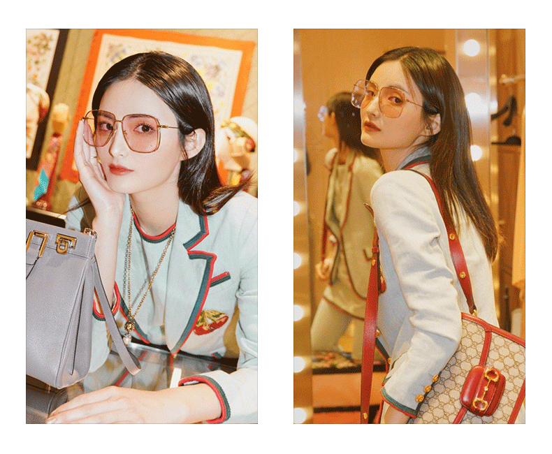 gucci/古驰 倪妮 李易峰 小s 何穗 明星同款 个性 复古 不规则 合金