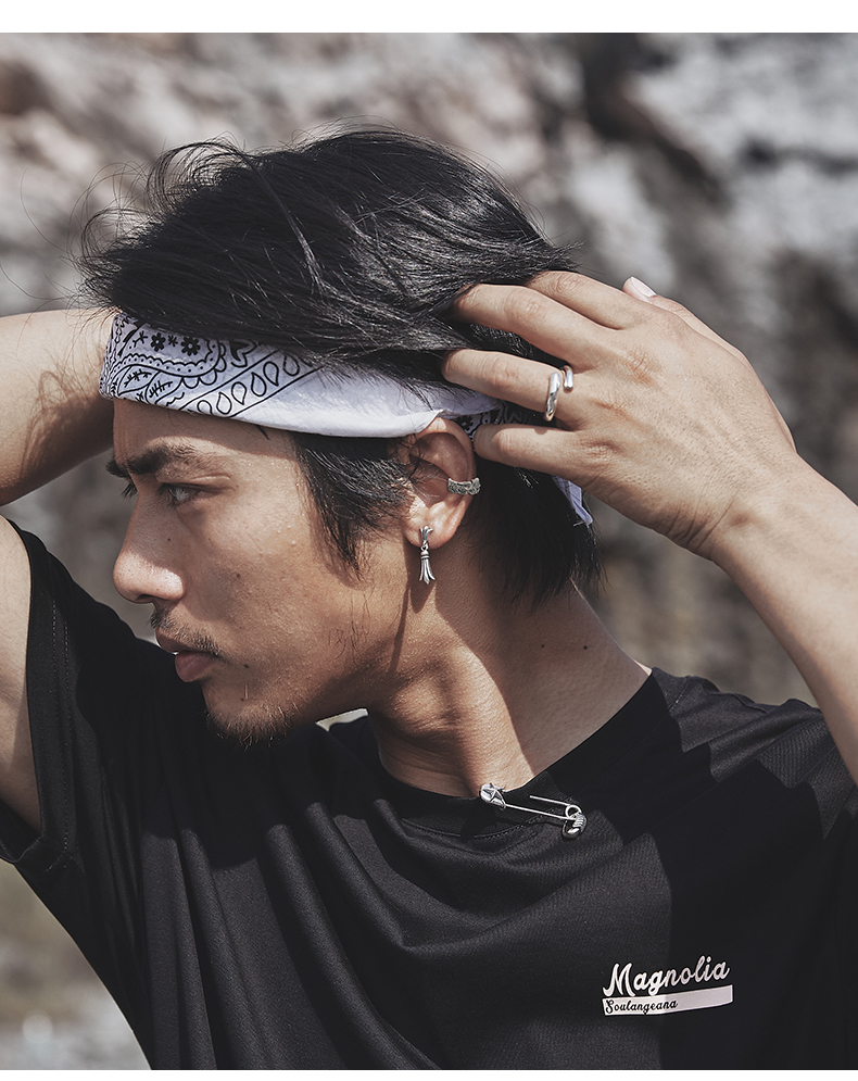 colimida/口力米大 原创饕餮无耳洞耳夹男士霸气复古纯银耳骨夹单只