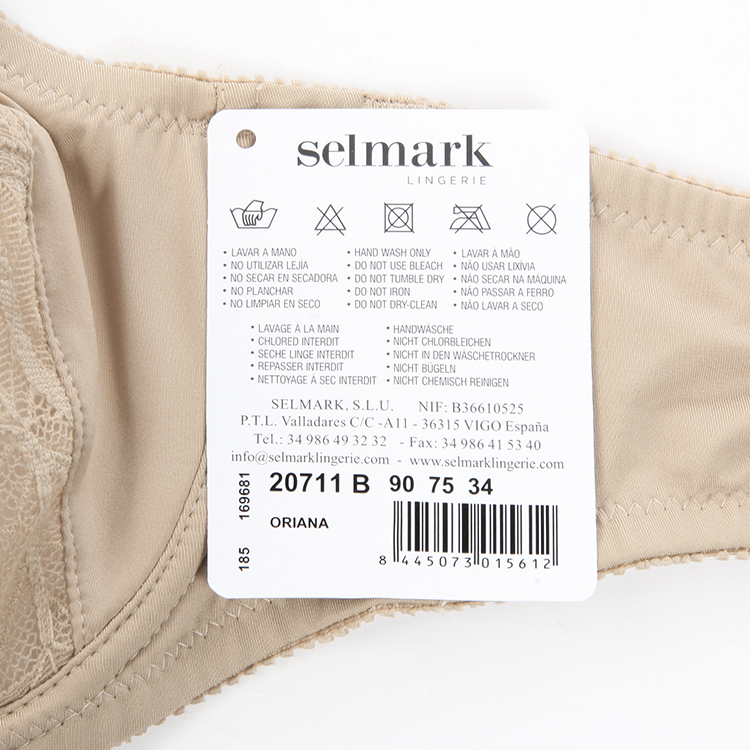 SELMARK/赛马可  欧洲进口透气无海绵垫内衣 蕾丝底腰内裤 女士内衣套装 2071105