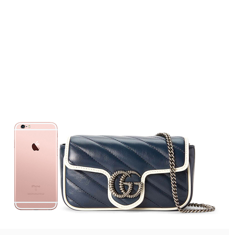 【包税】gucci/古驰 marmont系列 女士皮质gg金属扣时尚链条包单肩斜