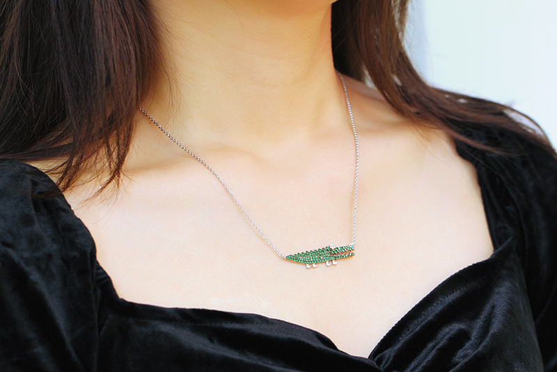 冉莹颖同款】apm monaco/apm monaco绿色大鳄鱼项链女 ac3895xkg 趣味