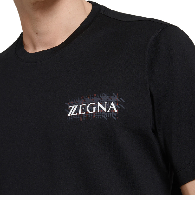 【包稅】zzegna/zzegna 20春夏 男裝 服裝 棉質logo印花圓領時尚潮流