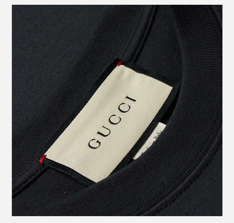 【20春夏新款】gucci/古驰 男士黑色棉质gucci band印花超大造型t恤