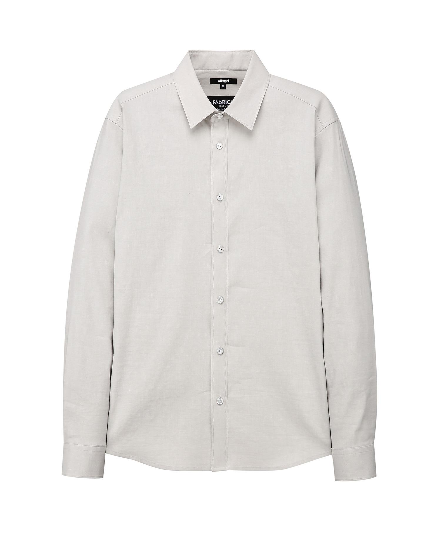 allegri_米灰色 亚麻 弹力衬衫