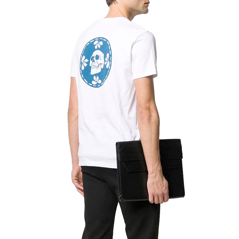 alexander mcqueen/亚历山大麦昆骷髅头贴花 logo男士短袖t恤609584qo