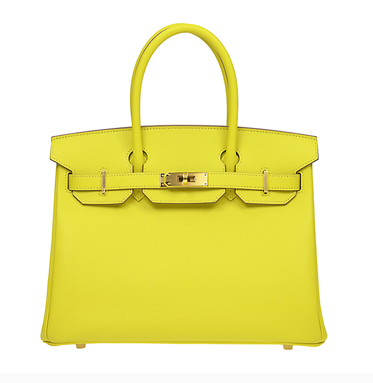 【包税】hermes/爱马仕 女士黄色epsom皮质 birkin30 手提包