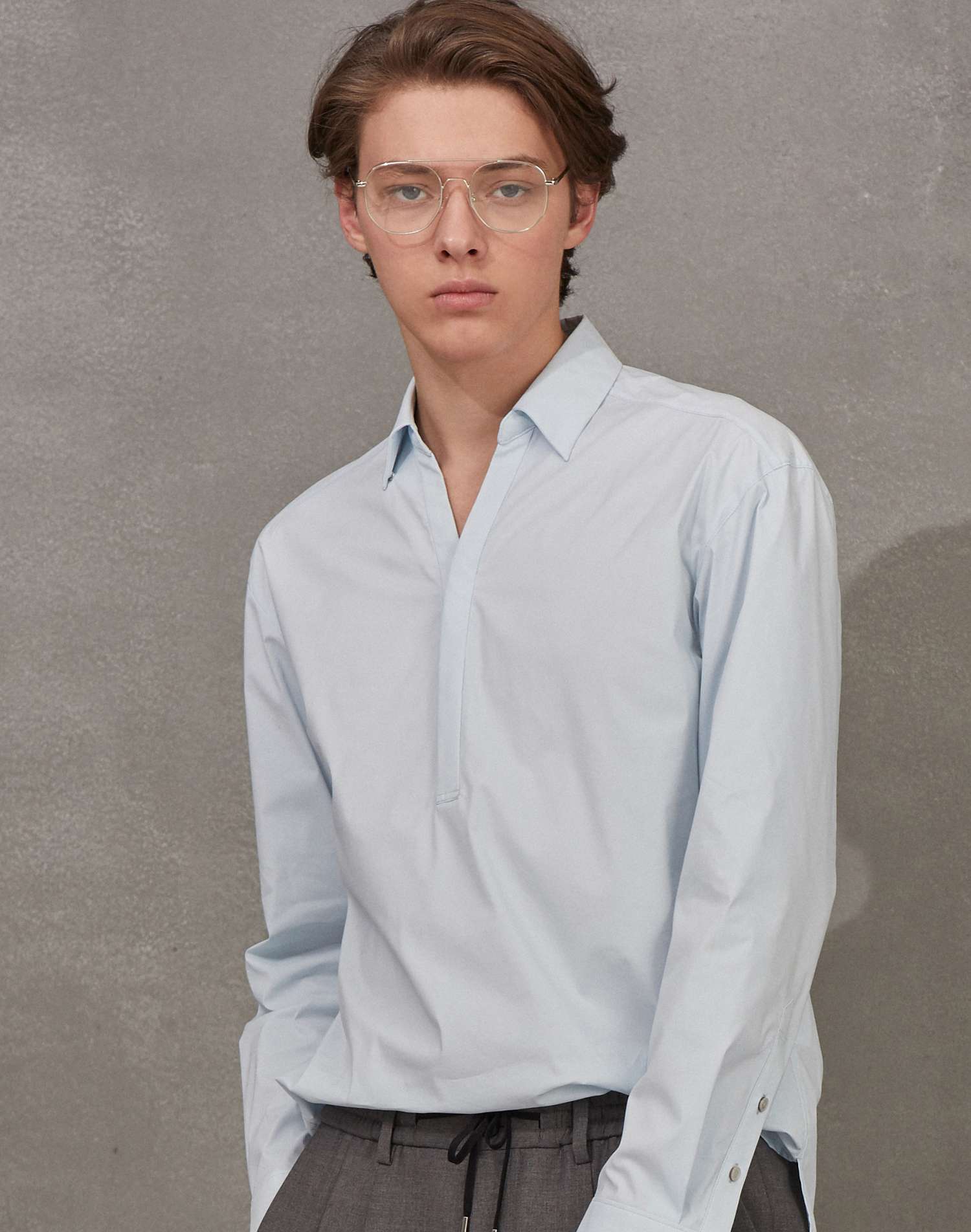 allegri_《airflex系列》 浅蓝色 开领式 套头衬衫