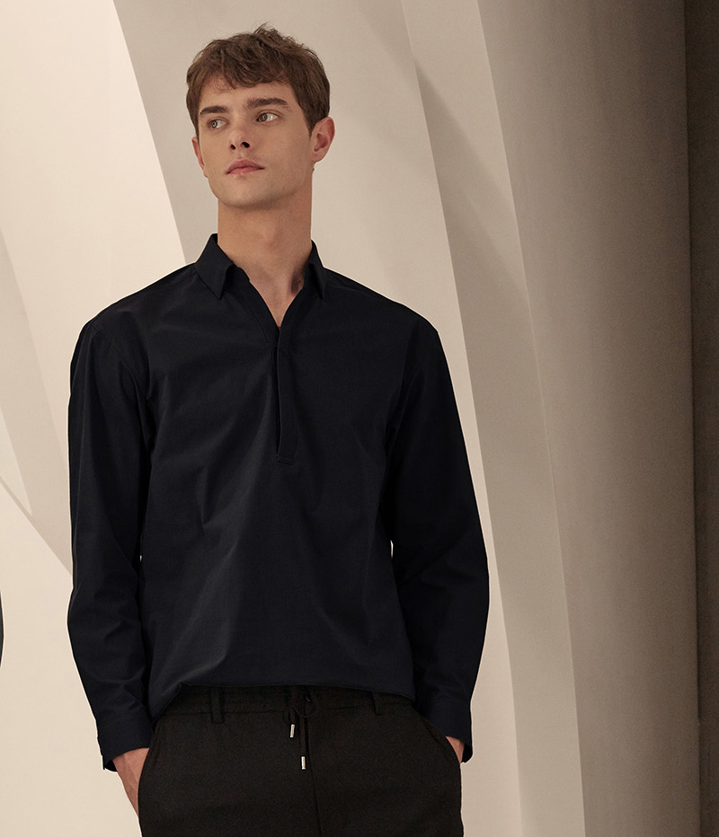 allegri_《airflex系列》 蓝色 开领 套头式衬衫