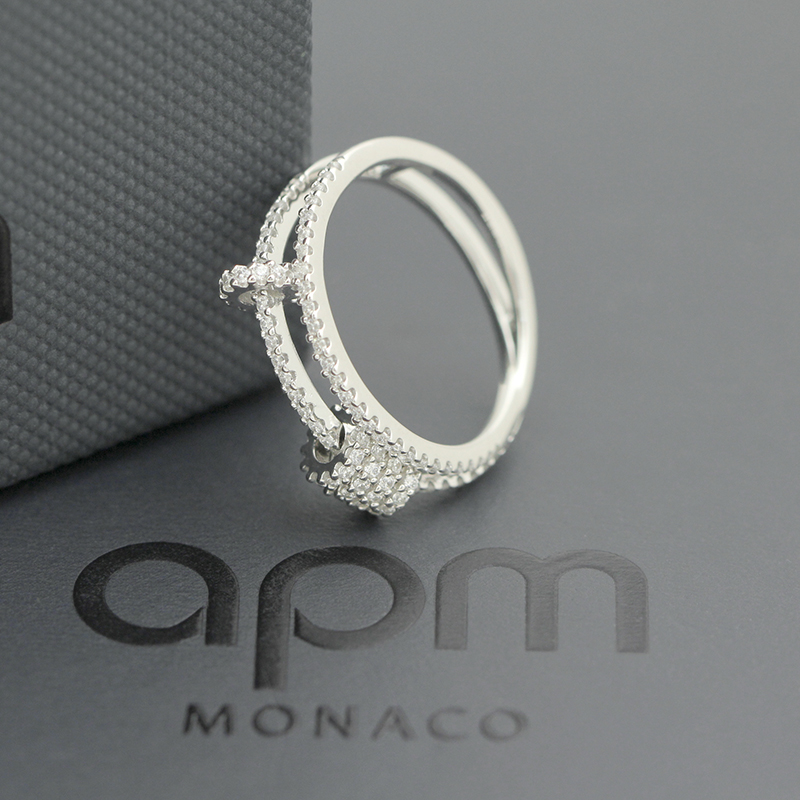 【apm Monacoapm Monaco 戒指 指环】【大陆现货秒发】【张静初 马苏同款】apm Monaco Apm Monaco双行灵动