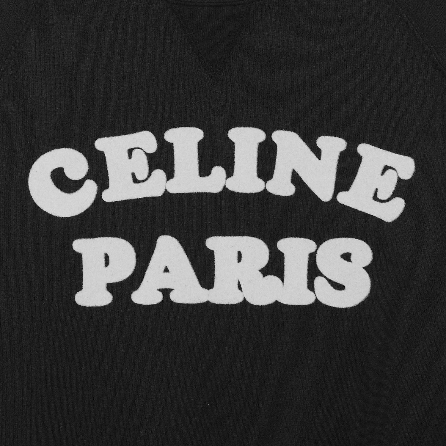 70%棉,30%羊绒 植绒"celine paris" 经典版型 圆领 插肩袖 带有罗纹