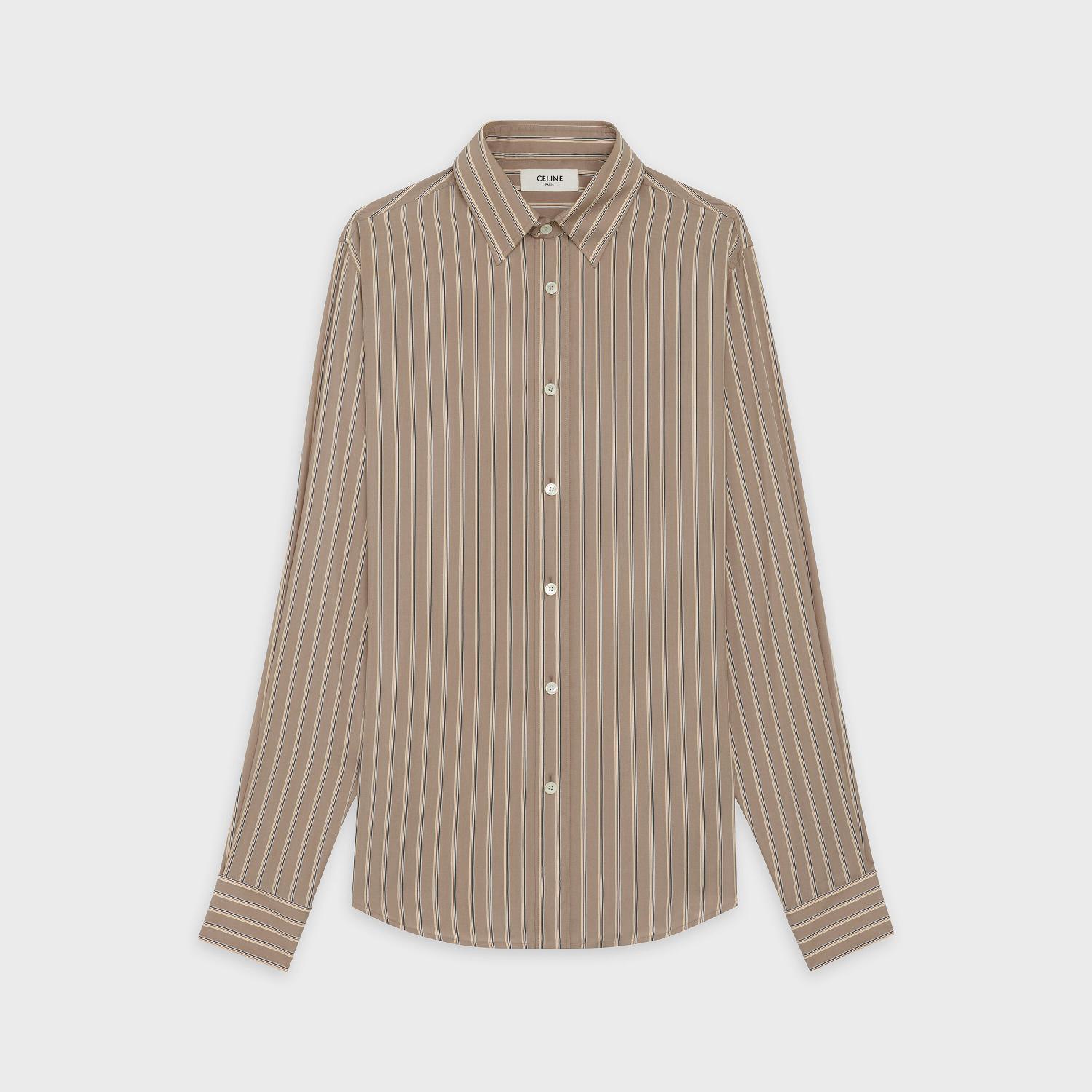 celine 20春夏男士条纹真丝经典衬衫 2c239080i.02bg 一周左右发货