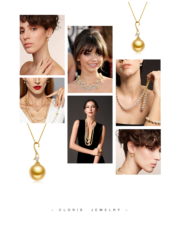 cloris/克劳瑞斯 南洋金珠珍珠镶嵌18k钻石 吊坠10-11mm rd-b1粒0.