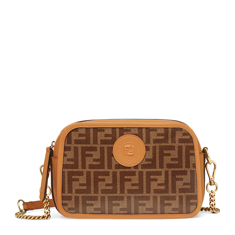 fendi/芬迪 明星同款女包 女士双f徽标ff印花棕色/咖