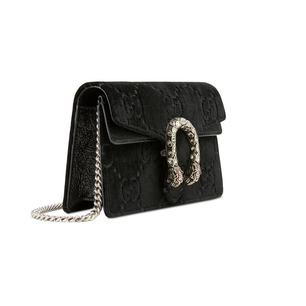 【包邮包税】 gucci 20秋冬女士dionysus系列gg天鹅绒超迷你手袋