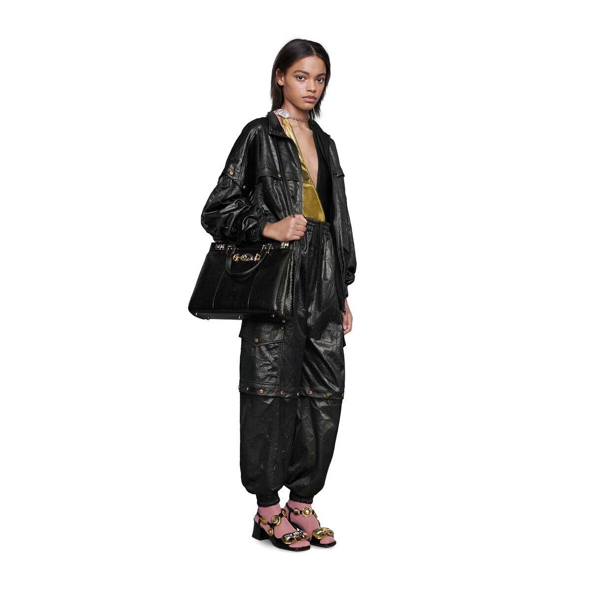 【包邮包税】 gucci 20秋冬女士gucci zumi系列蛇皮中号手提包 564714