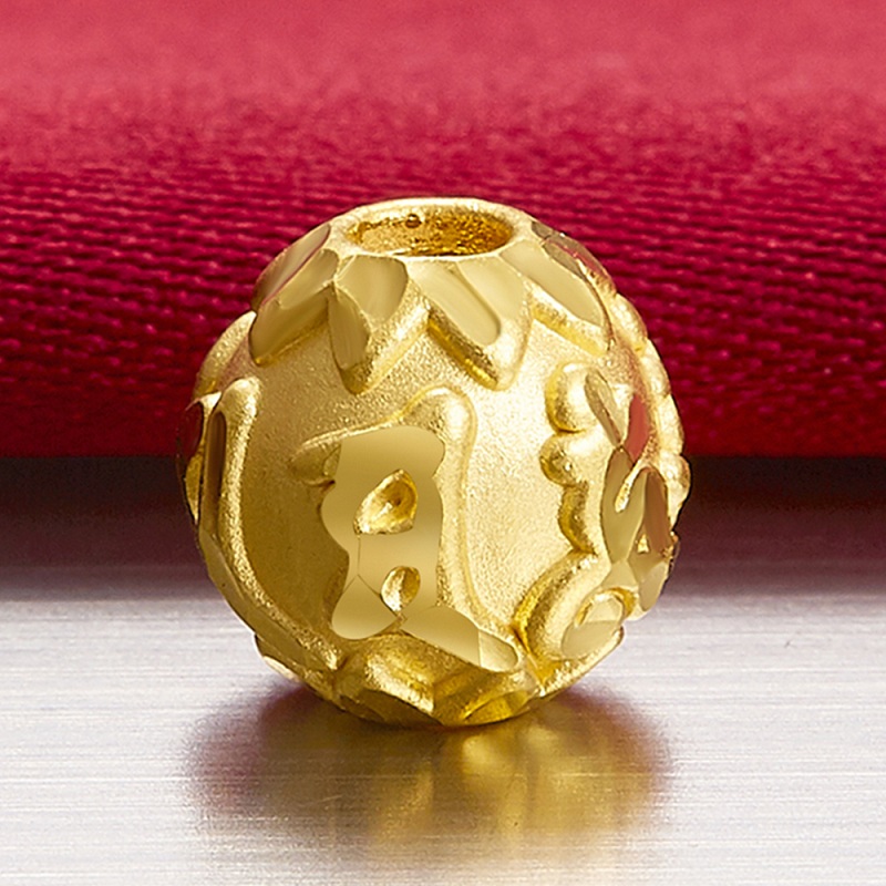 china gold/中国黄金 足金au999 3d硬金祈福转运珠 梵文祈福 心之向善