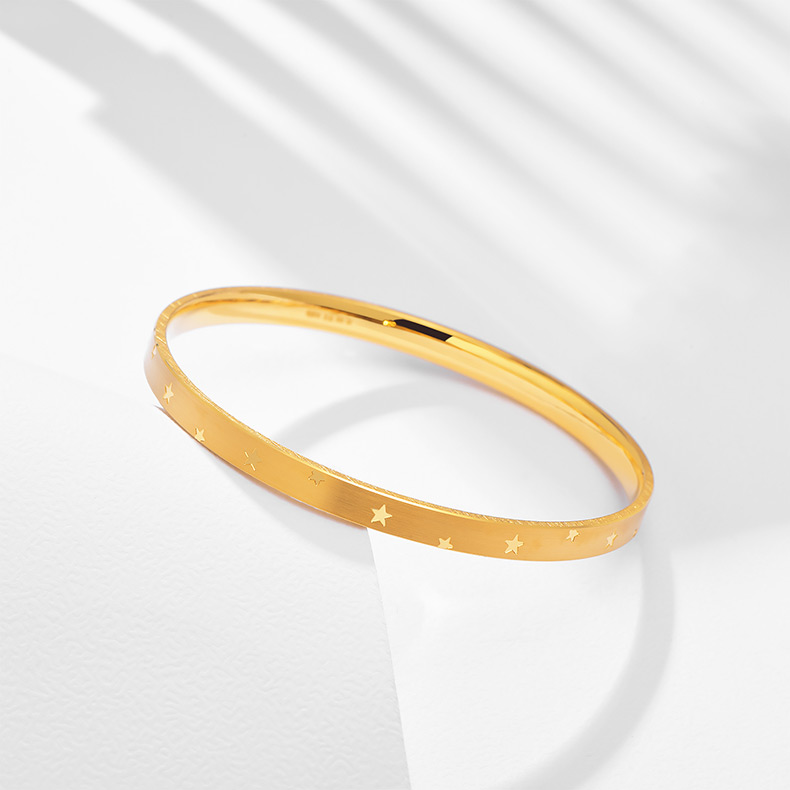 mingr/明牌珠宝 足金手镯 星星点点 大人手镯 afi0169-s 计价