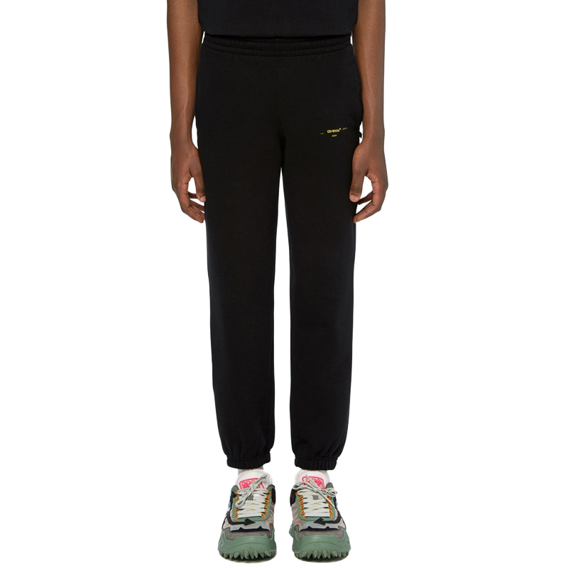 off-white/off-white 男士棉质黄色条纹图案休闲运动卫裤 omch026f19