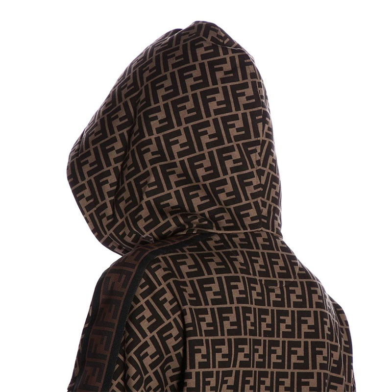 fendi/芬迪 女装 女士品牌字母logo印花双f棕色连帽卫衣 fs7101a5hk