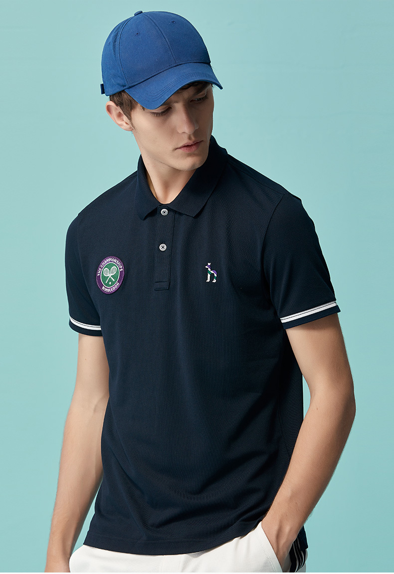 【商场同款】hazzys/哈吉斯 夏季新款t恤衫男简约修身纯色男士短polo