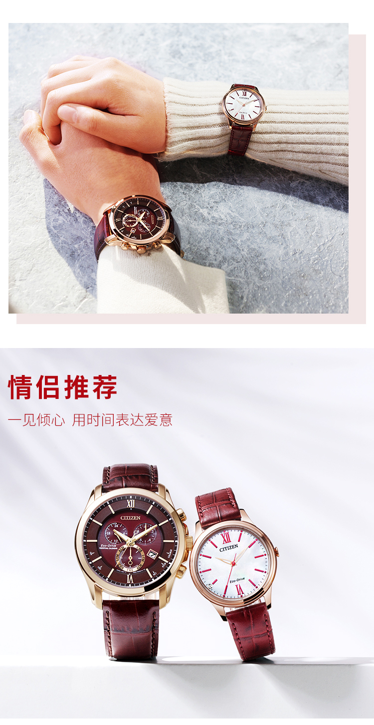 Citizen/西铁城手表官方正品皮表带光动能情侣对表BL5548-19X/EM0413-17D