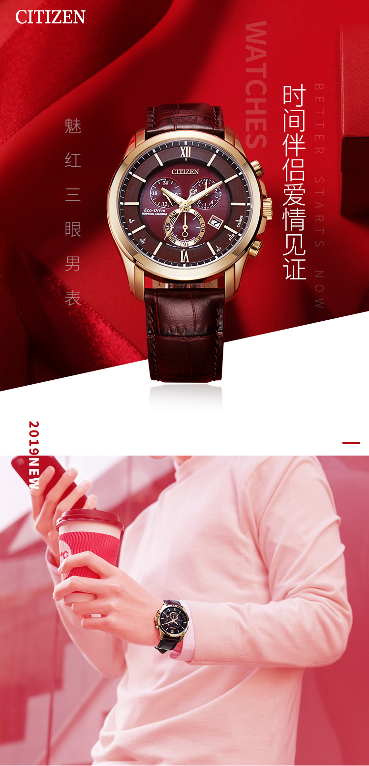 Citizen/西铁城手表官方正品皮表带光动能情侣对表BL5548-19X/EM0413-17D