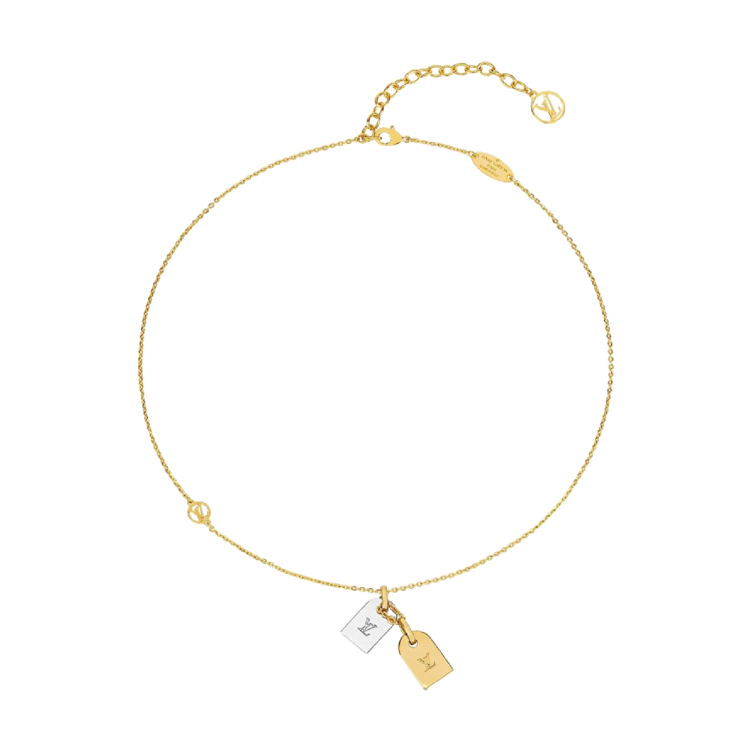 com nanogram项链的特征是球链,上面刻有两个微型地址支架,上面刻有lv