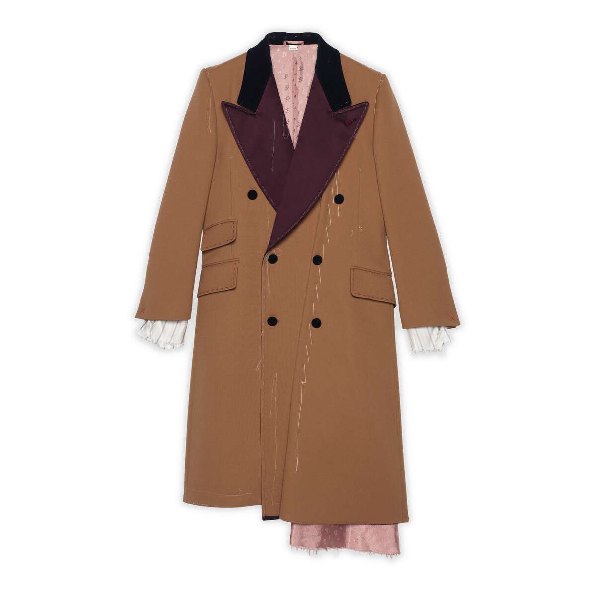 【包邮包税】 gucci 20春夏男士饰缝线不对称羊毛大衣 586727 zaa2k