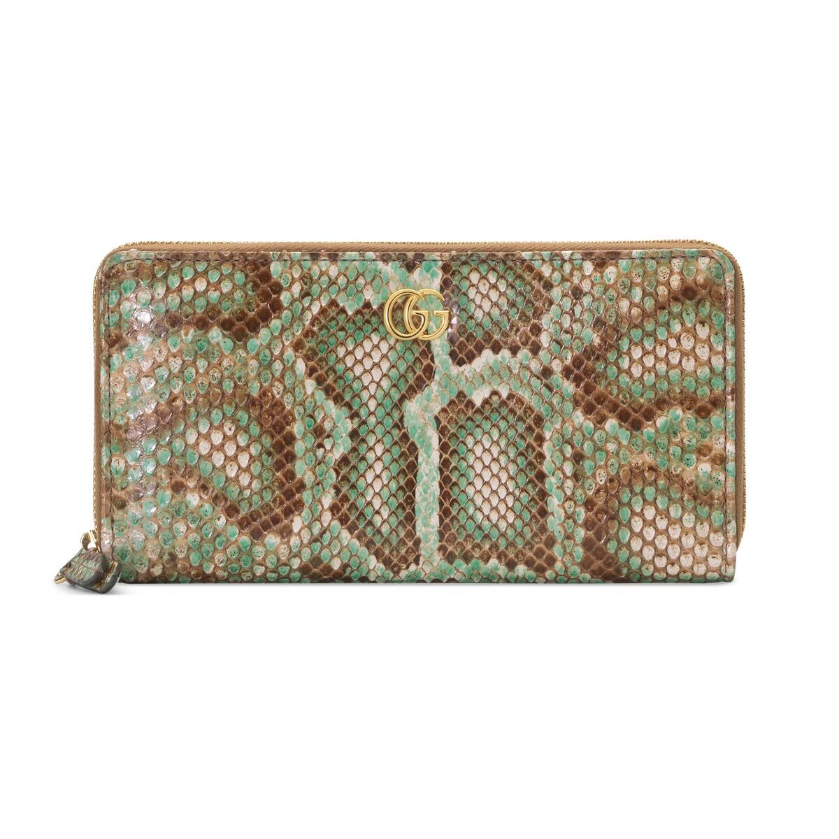 【包邮包税】gucci 20春夏女士gg marmont系列蟒蛇皮全拉链式钱包