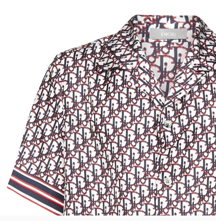 dior/迪奥 20春夏 男装 服装 拼色蚕丝印花图案衬衣 男士短袖衬衫