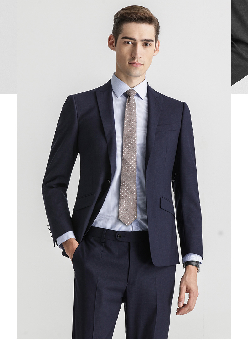 angelo/报喜鸟2020新款男士西服套装商务修身蓝色职场正装羊毛西装
