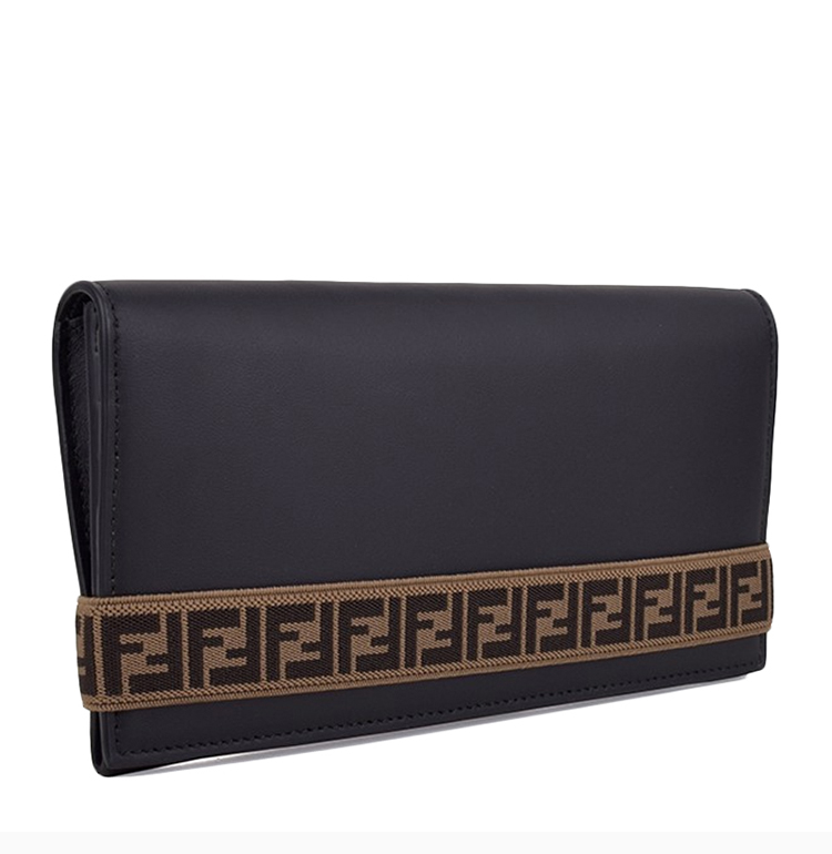 fendi/芬迪 男士双f标识黑色牛皮钱包 7m0268-a8vc-f17bj