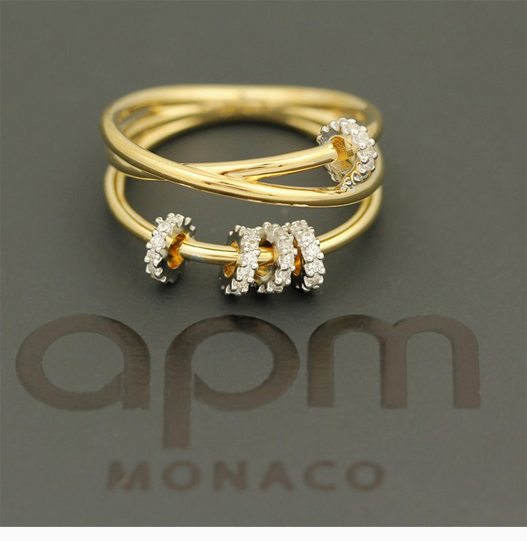 apm monaco/apm monaco 女士金色新款时来运转三环滑动圈圈戒指 a1