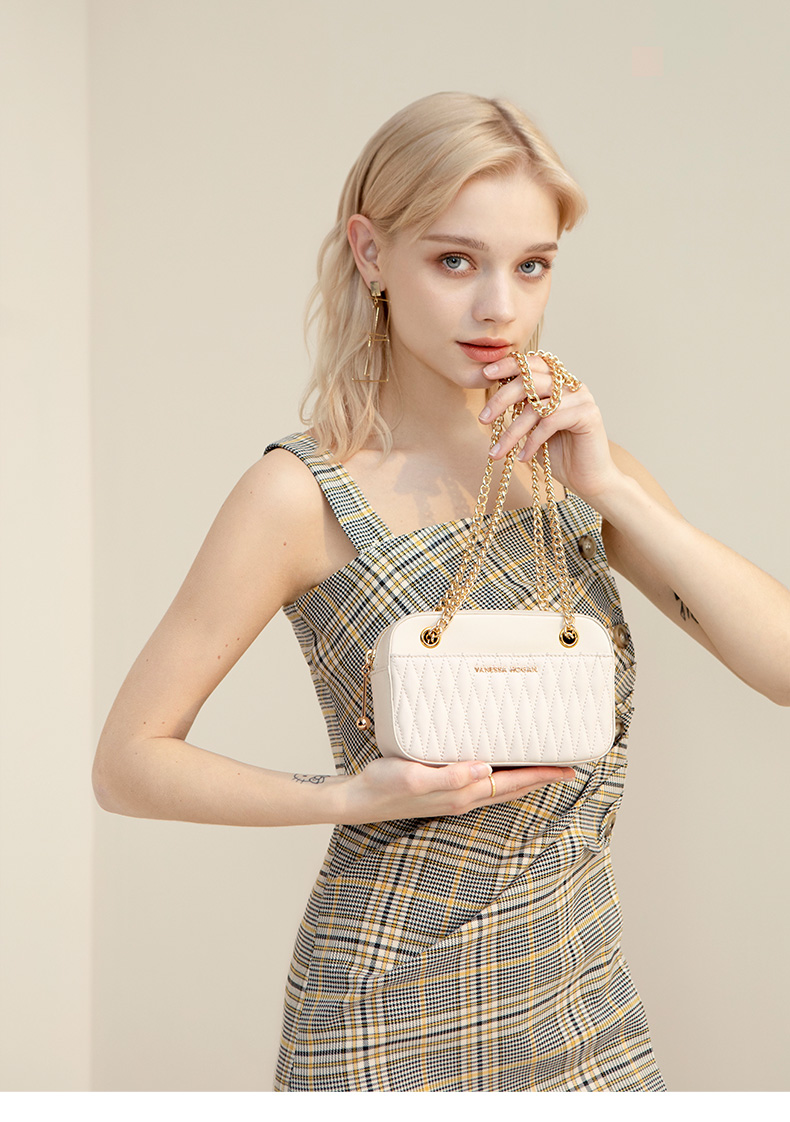 vanessa hogan/vanessa hogan vh包包女包洋气质感菱格纹牛皮革单肩包