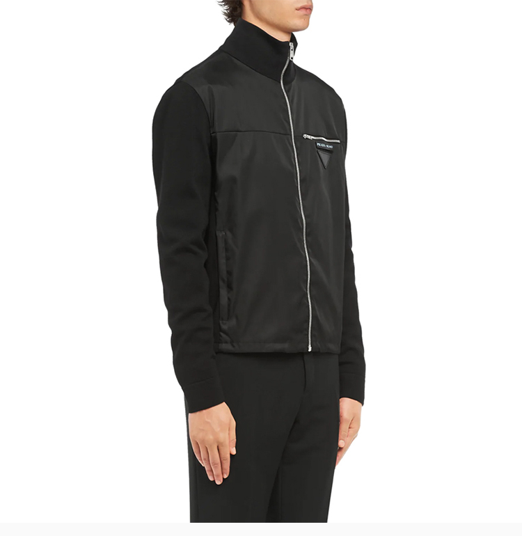 【包税】prada/普拉达 男装 服装 黑色logo标识高领外套 男士夹克
