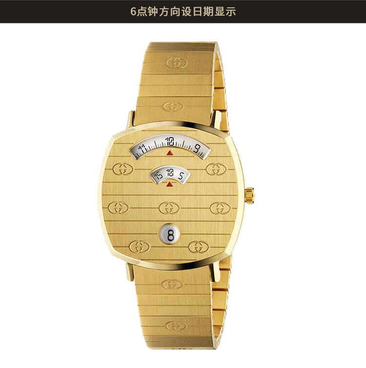 gucci/古馳手錶grip系列日期顯示女士時尚石英腕錶ya157403watch正品