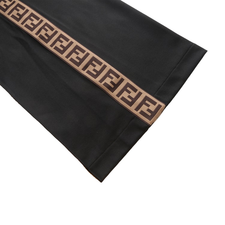 fendi/芬迪 黑色 宽松 侧面双ff logo 阔腿裤运动裤 女士休闲裤 fab