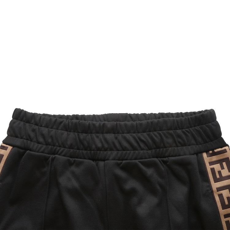 fendi/芬迪 黑色 宽松 侧面双ff logo 阔腿裤运动裤 女士休闲裤 fab