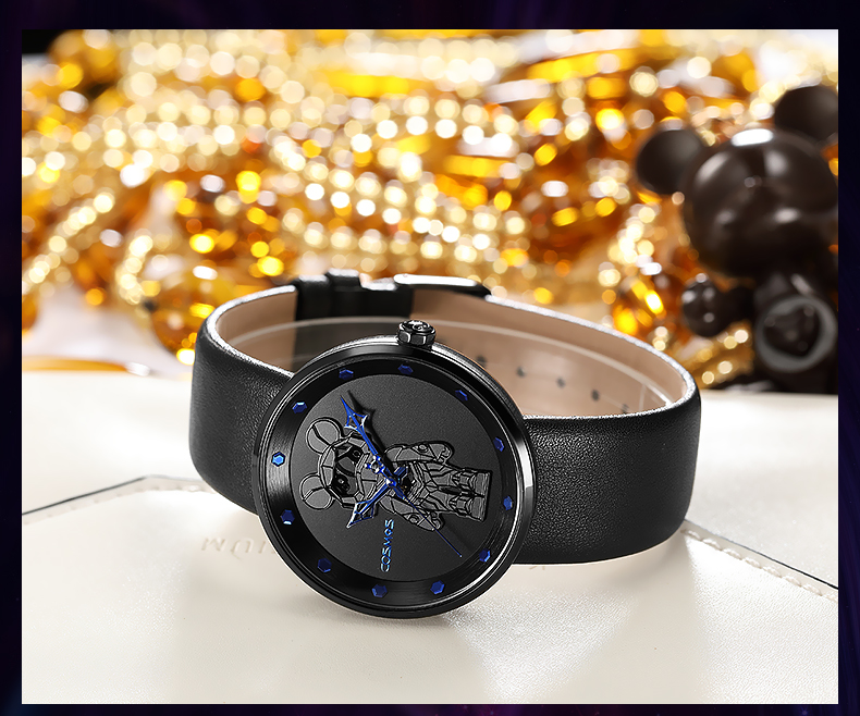 星际熊女士手表女时尚潮流真皮带女表防水简约学生非机械表