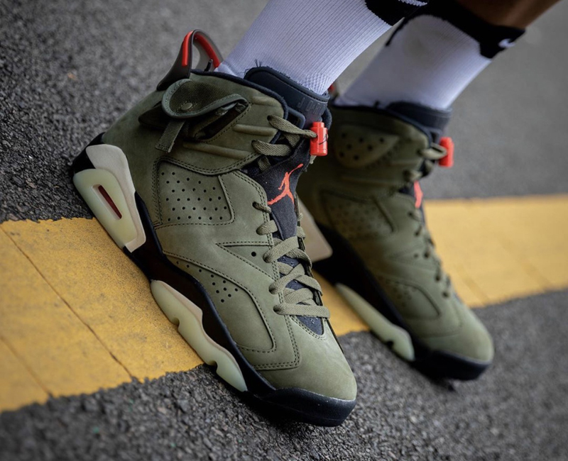 【jordan喬丹 男士籃球鞋】air jordan 6 x ts聯名 aj6 軍綠夜光 鬼臉