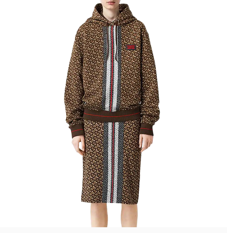 【包税】burberry/博柏利 女装 服装 棕色棉质多色logo印花连帽运动衫