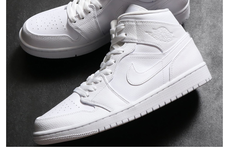 nike/耐克 air jordan 1 mid aj1 男款 经典 简约 纯白 休闲 运动 中